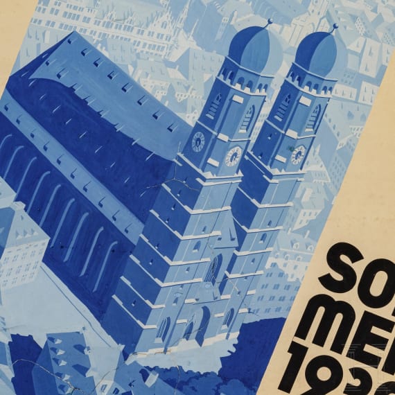 Willi Engelhardt - a gouache painting as a poster draft for the City of Munich "Sommer 1930"