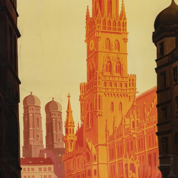 Willi Engelhardt - a gouache painting as a poster draft for "Sommer 1930" in Munich