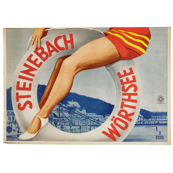 Willi Engelhardt - a large two-part draft poster for "Fleischmann's Hotel-Strand- u. Sportbad" in Steinebach in Upper Bavaria
