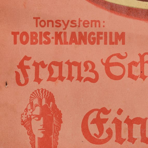 Willi Engelhardt - a movie poster for "Fiakerlied - The Cabbie's Song" with a drawing on the back side, 1936