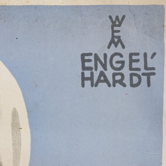 Willi Engelhardt - a movie poster for "Hummel Hummel", on the back with a drawing, 1936