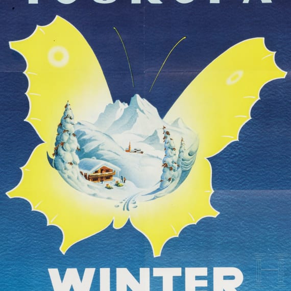 Plakat "Touropa Winter Urlaub - doppelte Erholung", 1953