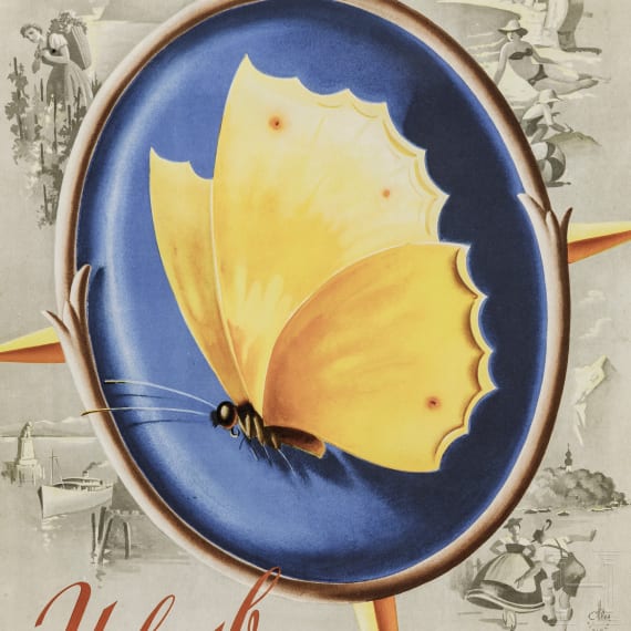 Otto Ottler - Plakat "Urlaub mit dem DER-Ferienexpress - im Zeichen des Schmetterlings", 1950