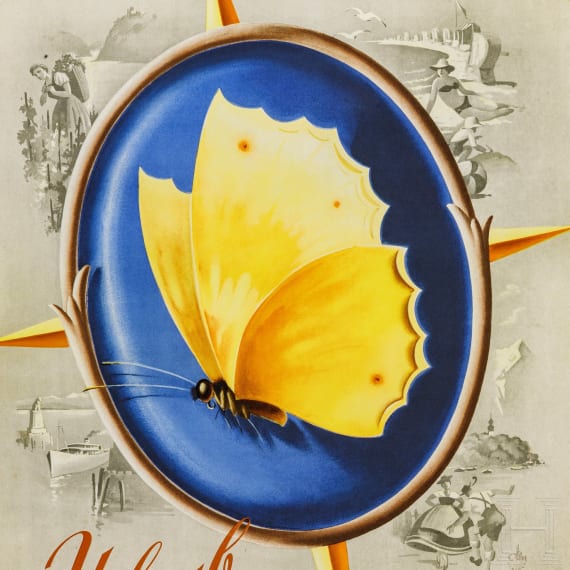 Otto Ottler - Plakat "Urlaub mit dem DER-Ferienexpress - im Zeichen des Schmetterlings", 1950
