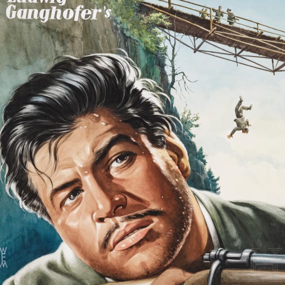 Willi Engelhardt - Gouache Entwurf als Filmplakat zu "Der J&auml;ger von Fall", 1956