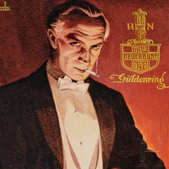 Willi Engelhardt - Zigaretten- und Spirituosenwerbung f&uuml;r "G&uuml;ldenring" und "Scharlachberg", 1930er Jahre