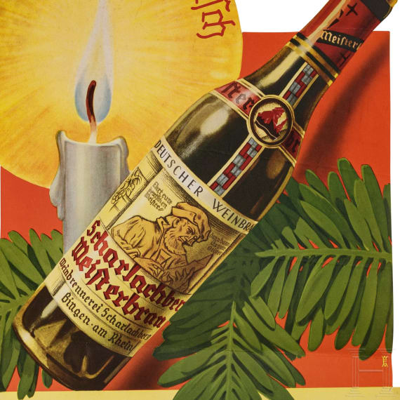 Willi Engelhardt - Zigaretten- und Spirituosenwerbung f&uuml;r "G&uuml;ldenring" und "Scharlachberg", 1930er Jahre