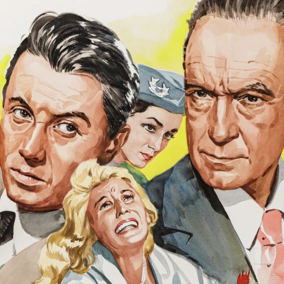 Willi Engelhardt - Gouache-Entwurf f&uuml;r ein Filmplakat zu "Die Erbarmungslosen", 1957