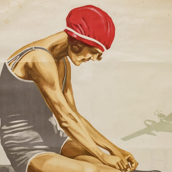 Alfred Koch & Richard Knab - drei seltene Plakate "Fleischmanns-Strand und Sportbad" in drei Druckschritten, 1930