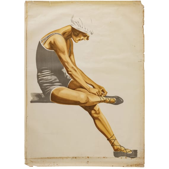 Alfred Koch & Richard Knab - drei seltene Plakate "Fleischmanns-Strand und Sportbad" in drei Druckschritten, 1930