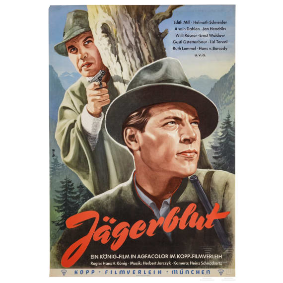 Willi Engelhardt - drei Filmplakate f&uuml;r "Himmel &uuml;ber den S&uuml;mpfen", "J&auml;gerblut" und "Nackter Amazonas", 1950er Jahre