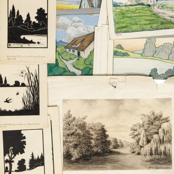 Willi Engelhardt - Studienarbeiten zu Perspektive, Architektur und Landschaft, 1920er Jahre