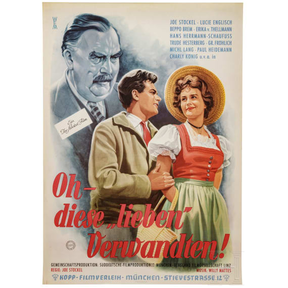 Willi Engelhardt - drei Filmplakate "Das Forsthaus in Tirol", "Flucht in die Dolomiten" mit Luis Trenker und "Oh, diese lieben Verwandten", 1950er Jahre