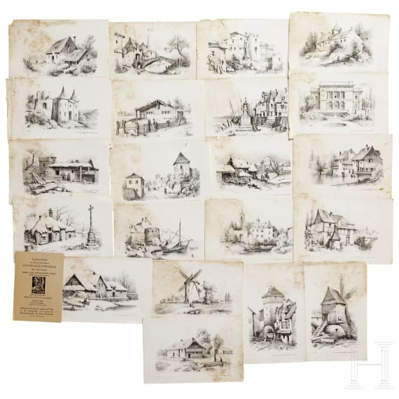 Willi Engelhardt - Aquarelle und Zeichnungen, teils Gouachefarben, aus seiner Studienzeit an der Kunstgewerbeschule in Mainz und der Akademie in M&uuml;nchen, 1920er - 1930er Jahre