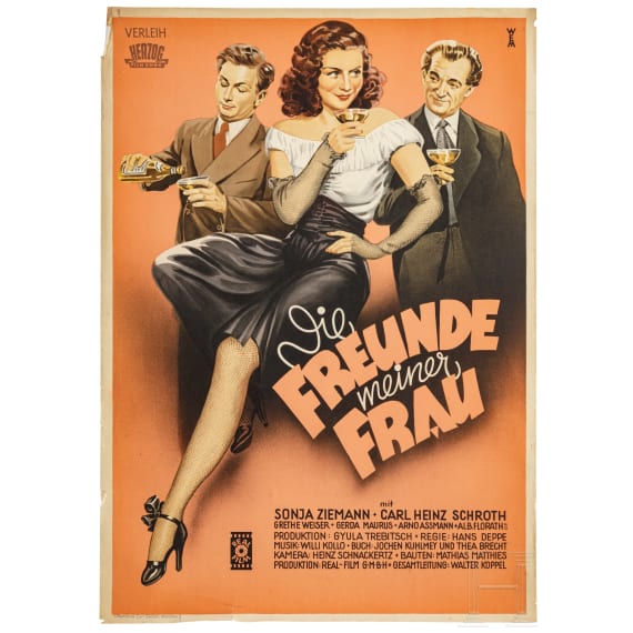 Willi Engelhardt - drei Filmplakate zu "Die Freunde meiner Frau", "Frauen sind f&uuml;r die Liebe da" und "Das Frauenhaus von Marseille", 1950er Jahre