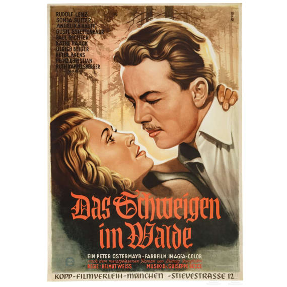 Willi Engelhardt - drei Filmplakate zu "Das Kreuz am J&auml;gersteig", "Das Erbe vom Pruggerhof" und "Das Schweigen im Walde", 1950er Jahre