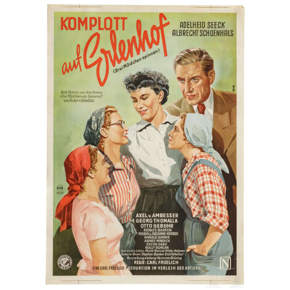 Willi Engelhardt - drei Filmplakate "Komplott auf Erlenhof", "Die gro&szlig;e Schuld" und "Im Krug zum gr&uuml;nen Kranze", 1950er Jahre