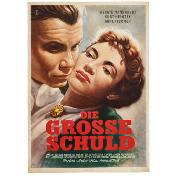 Willi Engelhardt - drei Filmplakate "Komplott auf Erlenhof", "Die gro&szlig;e Schuld" und "Im Krug zum gr&uuml;nen Kranze", 1950er Jahre
