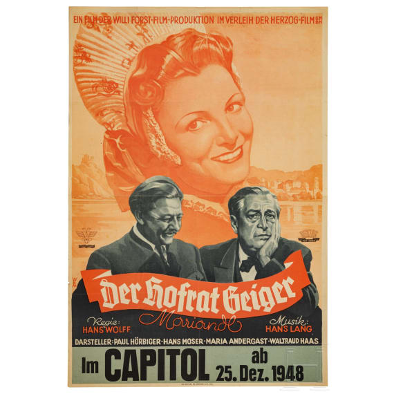Willi Engelhardt - drei Filmplakate zu "Die Csardas-F&uuml;rstin", "Der Hofrat Geiger - im Capitol Kino" und "Das Schweigen im Walde", 1950er Jahre