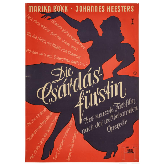 Willi Engelhardt - drei Filmplakate zu "Die Csardas-F&uuml;rstin", "Der Hofrat Geiger - im Capitol Kino" und "Das Schweigen im Walde", 1950er Jahre