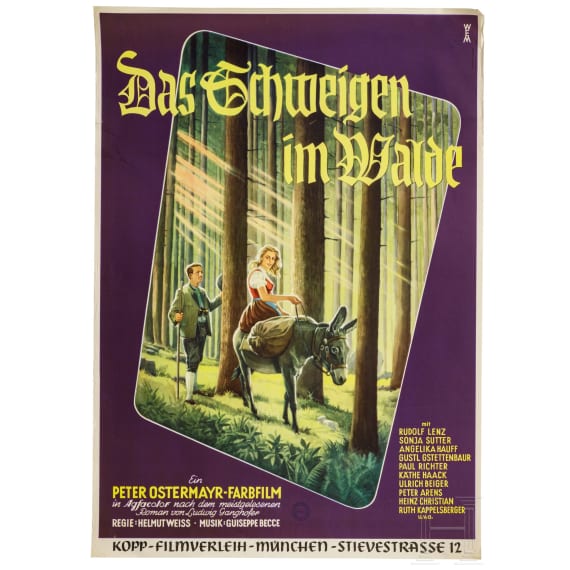 Willi Engelhardt - drei Filmplakate zu "Die Csardas-F&uuml;rstin", "Der Hofrat Geiger - im Capitol Kino" und "Das Schweigen im Walde", 1950er Jahre