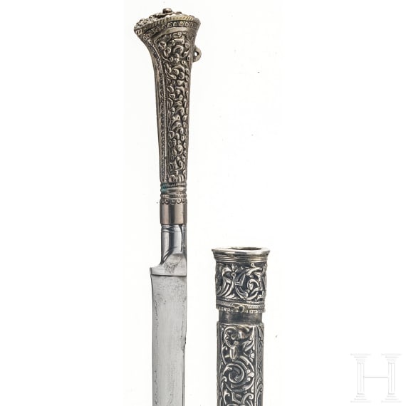An Ottoman silver-mounted bicak, 19th century