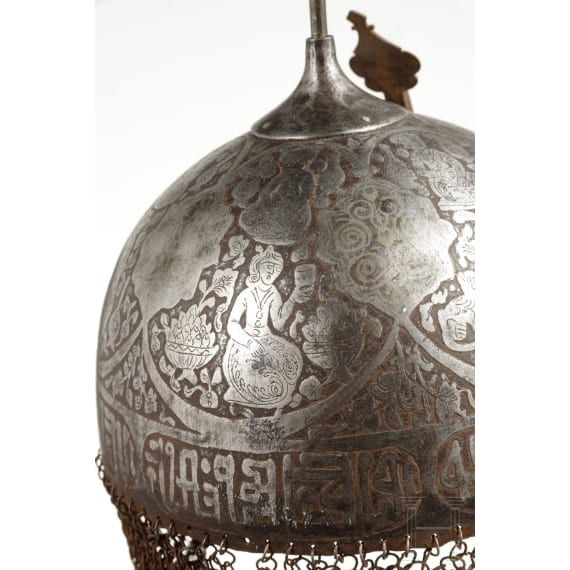 An etched Persian helmet (kulah khud), 19th century
