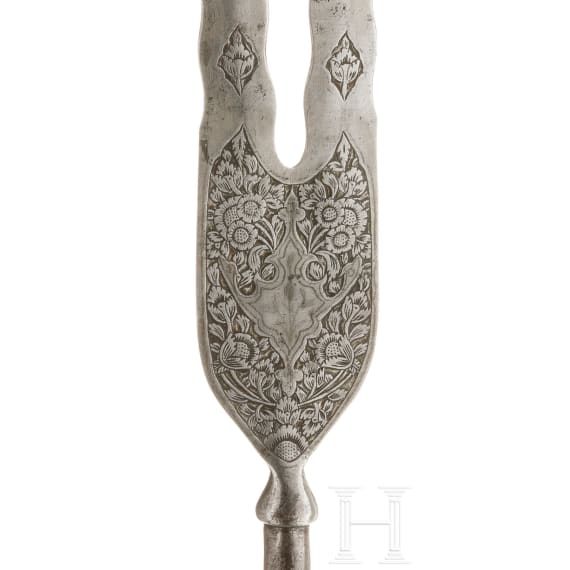 A Persian forked spear head, 19th century