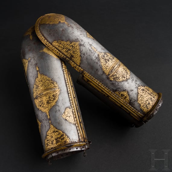 A pair of Indian gold-damascened bracers (bazu band), 18th century