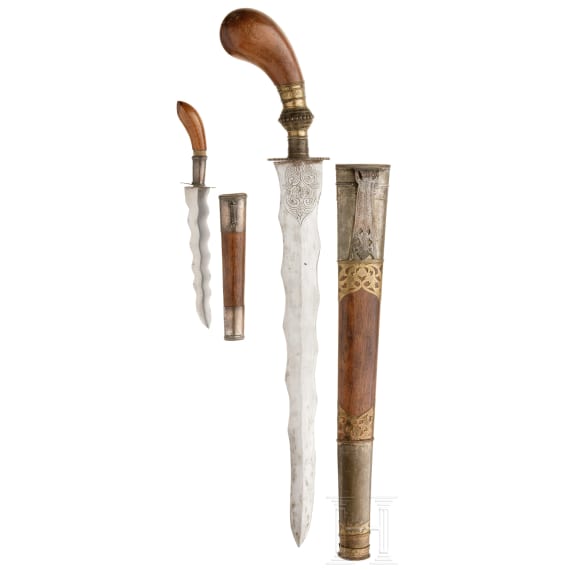 Two Indonesian Parang with waved blades, circa 1900