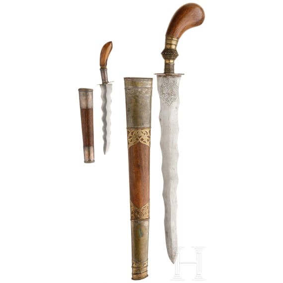 Two Indonesian Parang with waved blades, circa 1900