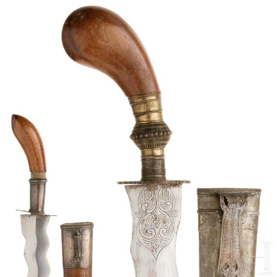 Two Indonesian Parang with waved blades, circa 1900