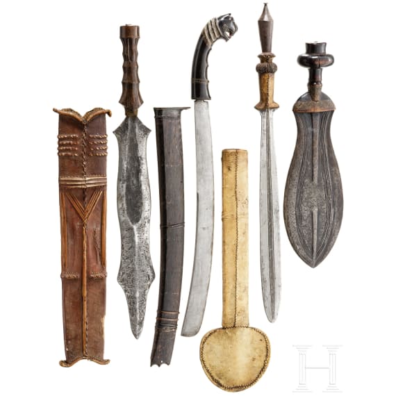 A small collection of African and South Asian edged weapons