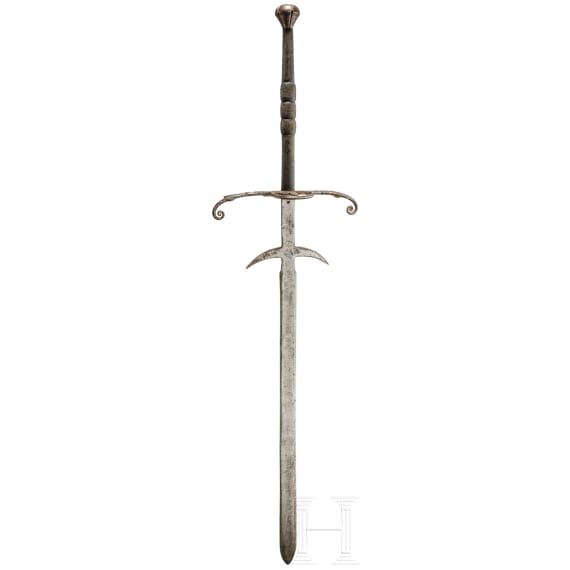 A two-hand sword, a historicism collector's reproduction in the style of the 16th century