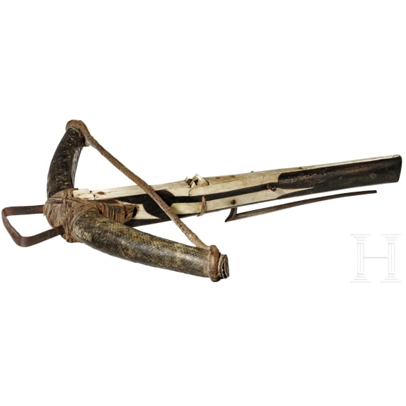 A decorative German copy of a late Gothic horn crossbow in 15th century style, circa 1900