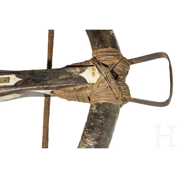 A decorative German copy of a late Gothic horn crossbow in 15th century style, circa 1900