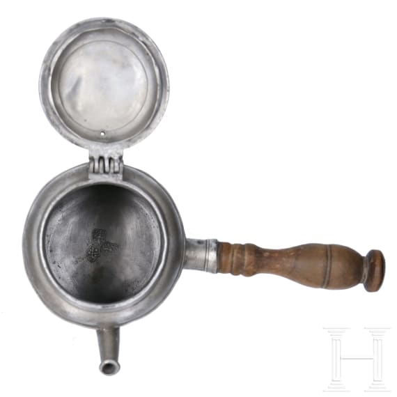 Gravierter Walzenkrug und Schokoladenkanne, Sachsen, um 1800