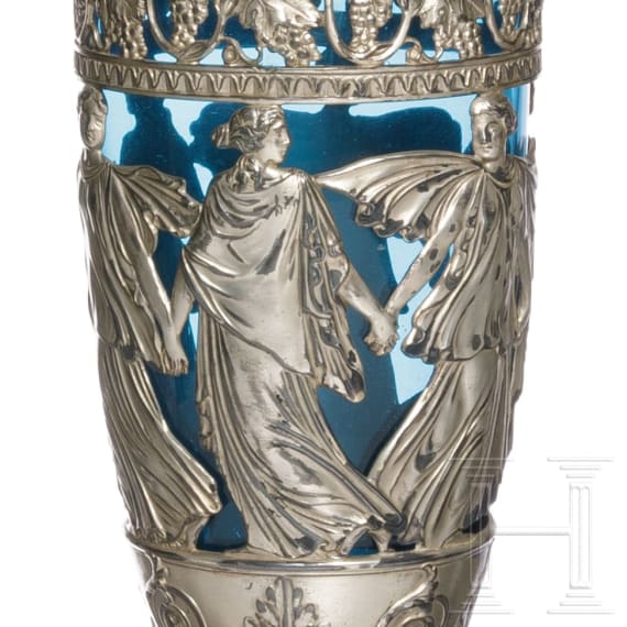 Drei Glaskr&uuml;ge mit Metallmontierung, WMF, Geislingen, um 1900