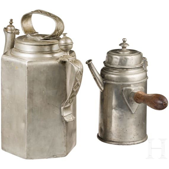 Schraubkanne und Schokoladenkanne, Sachsen, um 1800
