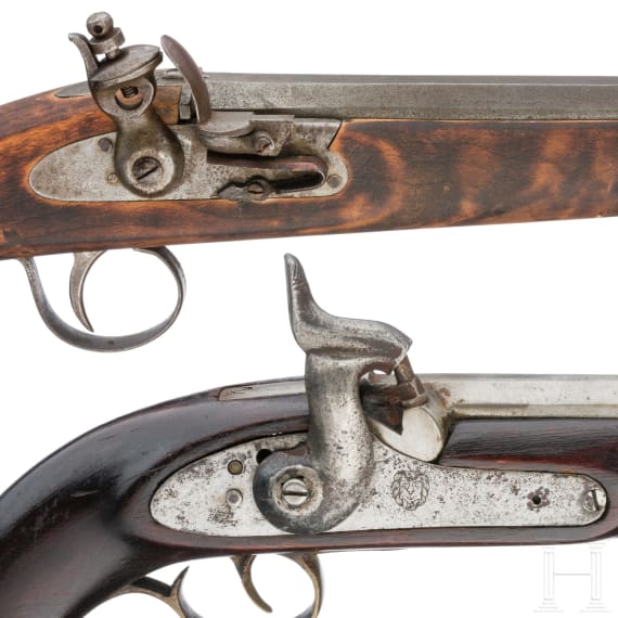 Zwei Pistolen, indische Kolonialfertigungen, 19./20. Jhdt.