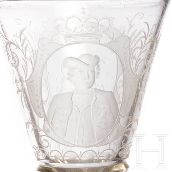 A German glass goblet with cover, circa 1900