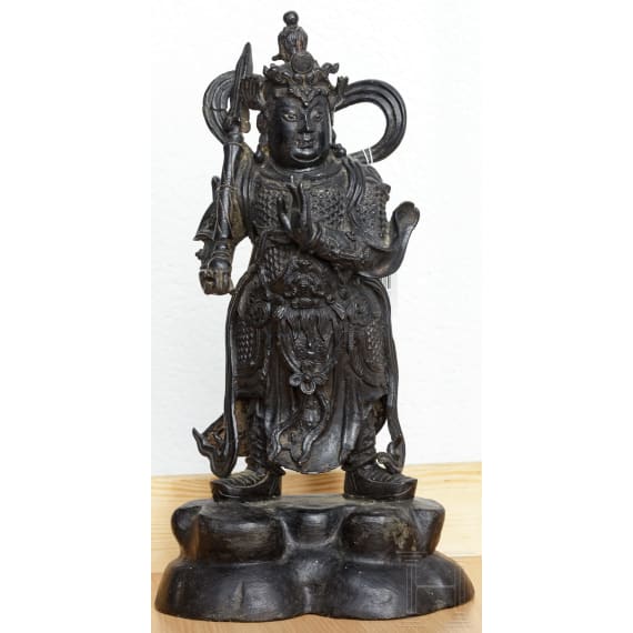 Bronzegussfigur eines Tempelw&auml;chters, China, 19./20. Jhdt.