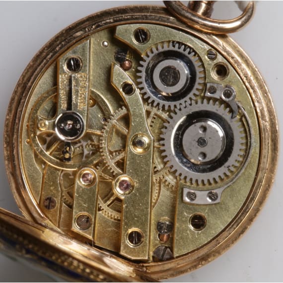 Kleine Jugendstil-Taschenuhr mit Emaille, Paris, um 1900