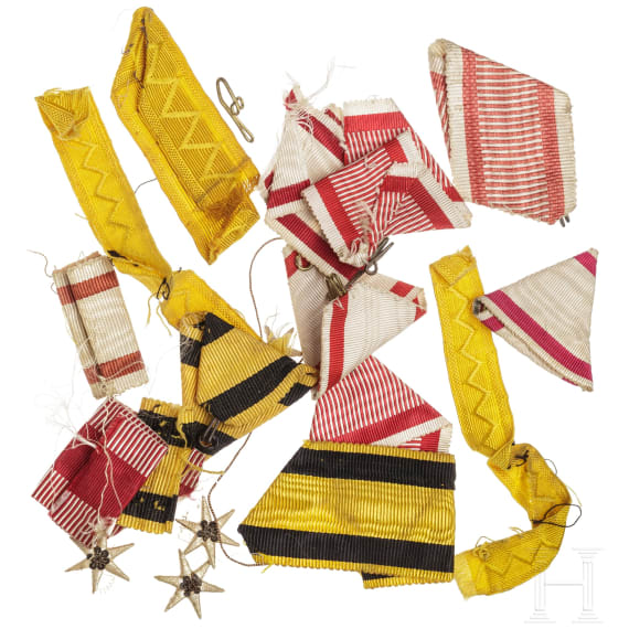 Sieben Jubiläums-Militärkreuze 1848 - 1908 und Bänder