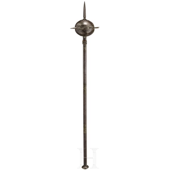 An Indo-Persian silver damascened mace, mid-19th century