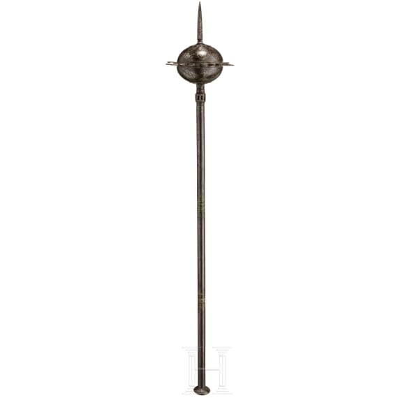 An Indo-Persian silver damascened mace, mid-19th century