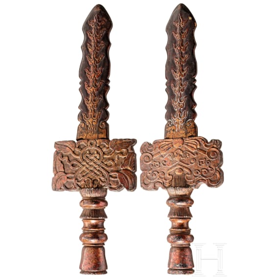 A pair of Chinese ceremonial polearms, 19th century