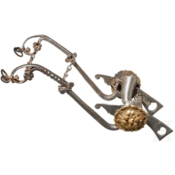 A French or Italian snaffle with gilt mascarons, 17th century