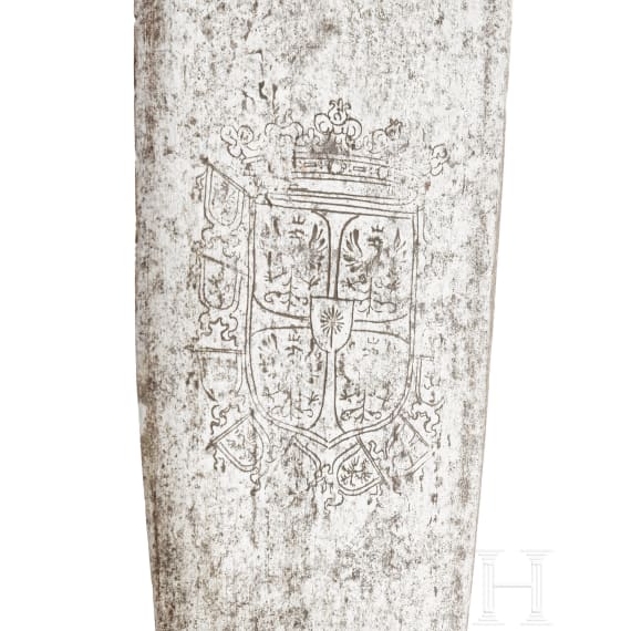 Rossschinder mit geätztem Wappen, Italien, 16. Jhdt.