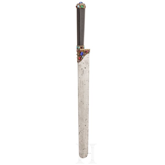 A French serving knife decorated with gemstones, 19th century